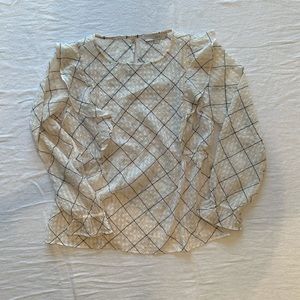 LOFT Textured Ruffle Shoulder Blouse